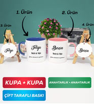İkili Lacivert Pembe Sevgiliye Hediye İsme Özel Sevgililer Günü Hediyesi Kupa Bardak Anahtarlık Hediye Seti