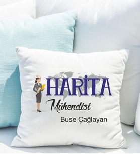 Kişiye Özel Harita Mühendisi Yastığı ( Bayan )