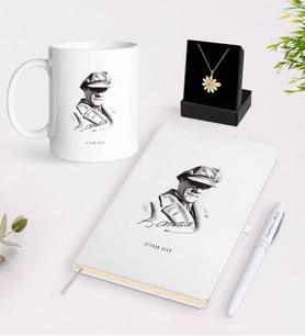 BK Gift Kişiye Özel Atatürk Temalı Beyaz Kupa Defter Kalem ve İsimli Papatya Kolye Hediye Seti-17 (Model 1)