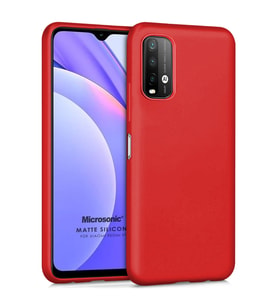 Microsonic Matte Silicone Xiaomi Redmi Note 9 4G Kılıf Kırmızı
