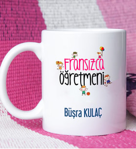 Fransızca Öğretmeni Tasarımlı Kişiye Özel Hediye Fransızca Öğretmeni Kupa Bardak