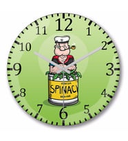 Popeye Spinach Temel Reis Duvar Saati Bombeli Gercek Cam