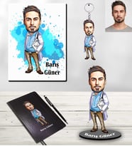 Kişiye Özel Doktor Karikatürlü 5 li Hediye Seti Bay-5