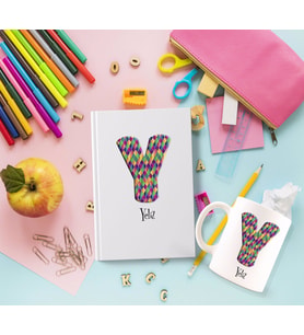 BK Gift Kişiye Özel Harf Tasarımlı Beyaz Defter ve Kupa Hediye Seti-10 (Model 1)