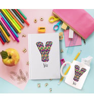 BK Gift Kişiye Özel Harf Tasarımlı Beyaz Defter ve Kupa Hediye Seti-10 (Model 1)