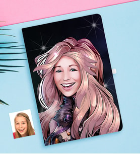 BK Gift Kişiye Özel Kadın Karikatürlü Beyaz Defter-53