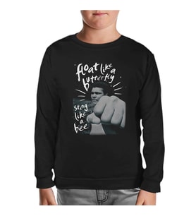 Muhammad Ali - Float Like a Butterfly Siyah Çocuk Sweatshirt