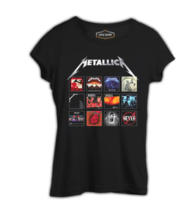 Metallica - Album Covers Siyah Kadın Tshirt