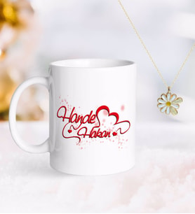 BK Gift Kişiye Özel Sevgililer Günü Kupa ve Çift İsimli Papatya Kolye-13 (Model 1)