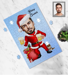 Kişiye Özel Yılbaşı Erkek Karikatürlü 99 Parça Puzzle Model-7