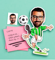 BK Gift Kişiye Özel Bay Yeşil Beyaz Futbolcu Karikatürlü Ahşap Magnet (Çok Renkli)