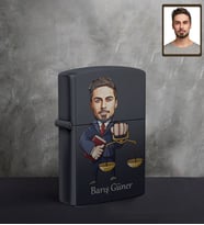 Kişiye Özel Avukat Karikatürlü UV Baskılı Siyah Benzinli Çakmak Bay-3