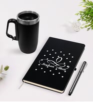 BK Gift Kişiye Özel İsimli Siyah Defter Kalem Termos Mug Seti - 4