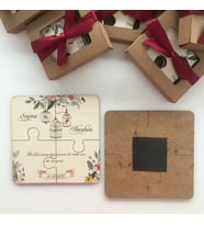 Puzzle Ahşap Magnet yada Davetiye *Nişan - Kına - Nikah - Düğün* Hediyelikleri 30 Adet