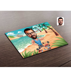 BK Gift Kişiye Özel Erkek Fitnesscı Karikatürlü Ahşap Puzzle-1