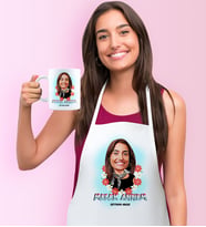 BK Gift Kişiye Özel Melek Annem Karikatürlü Mutfak Önlüğü Kupa Seti (Beyaz)