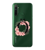 Pembe Çiçekli Harf Tasarım Süper Şeffaf Silikon Telefon Kılıfı Oppo Realmi 5i Ö-