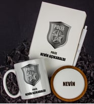 Kişiye Özel Polis Tasarım Defter Kalem Kupa Ve Bardak Altlığı Hediye Seti 81434