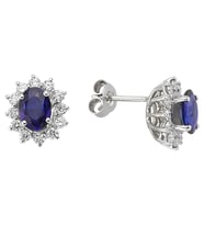 Sirius Pırlanta ve Oval Safir Taşlı Anturaj Küpe 0717E0015