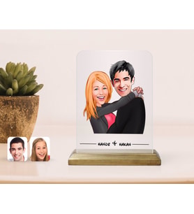 BK Gift Kişiye Özel Sevgililer Karikatürlü Çerçeve-88 (Beyaz)