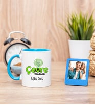 Çevre Mühendisi Mavi Kupa Bardak ve Mavi Mini Fotoğraf Çerçevesi