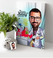 BK Gift Kişiye Özel Bay Kimya Mühendisi Karikatür Kanvas Tablo 30x50cm 1