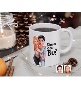 BK Gift Kişiye Özel Sevgililer Kimin Canı Bu Karikatürlü Beyaz Kupa Bardak-80