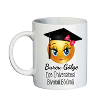Kep Emojili Bayana Mezuniyet Hediyesi İsimli Kupa Bardak