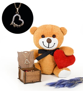 24a Altın Kaplama Melek Kolye Yanında Romantik Ayıcık 20 - 25 cm (Model 1)