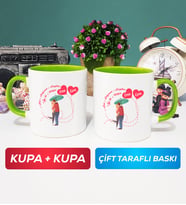 İkili Sevgiliye Sevgililer Günü Hediyesi 3 Kupa Bardak Yeşil