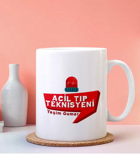 Kişiye Özel Acil Tıp Teknisyeni Tasarımlı Beyaz Kupa