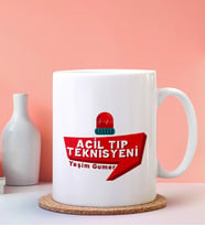 Kişiye Özel Acil Tıp Teknisyeni Tasarımlı Beyaz Kupa