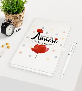 BK Gift Kişiye Özel Dünyanın En İyi Annesi Beyaz Defter Kalem Seti - 10
