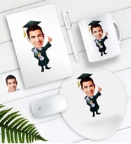BK Gift Kişiye Özel Bay Mezun Karikatürlü Defter Kalem Kupa Mouse Pad Seti (Model 1)