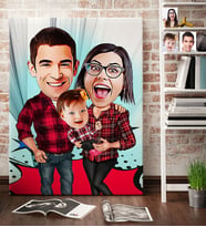 BK Gift Kişiye Özel Aile Karikatür Kanvas Tablo 70x100cm 2