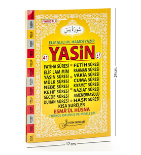41 Yasin Kitabı - Orta Boy - 128 Sayfa - Fetih Yayınları - Mevlid Hediyeliği (Sarı)
