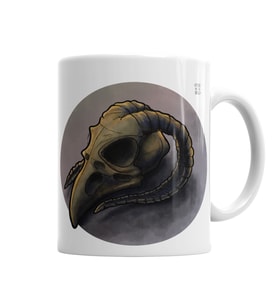 Skull Bird  Branca Kupa Bardak Porselen