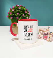 Teyze Tasarımlı Kişiye Özel Teyze Kupa Bardak Kırmızı