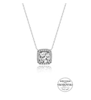 Söğütlü Silver Gümüş Swarovski taşlı pırlanta modeli kare kolye
