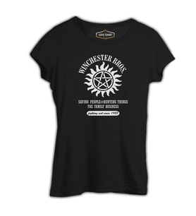 Supernatural - Winchester Bros. Siyah Kadın Tshirt