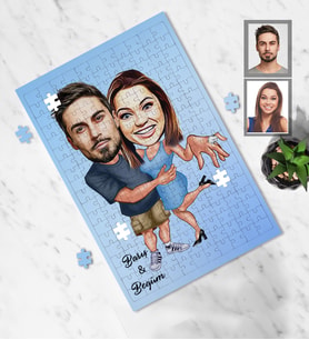 Kişiye Özel Sevgili Karikatürlü A3 240 Parça Puzzle Model 3