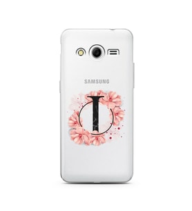 Pembe Çiçekli Harf Tasarım Süper Şeffaf Silikon Telefon Kılıfı Samsung Core 2 I-