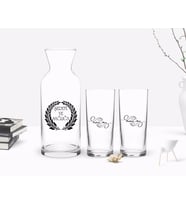 BK Gift Kişiye Özel Renkli Baskılı İsimli İkili Rakı Bardağı ve Karaf Hediye Seti-3 (Model 1)
