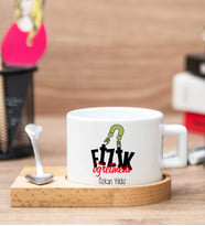 Fizik Öğretmenine Hediye Ahşap Altlıklı Fincan