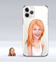 BK Gift Kişiye Özel Bayan Karikatürlü iPhone 11 Pro İnce Şeffaf Silikon Telefon Kapağı-37 (Beyaz)