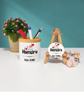 Mesajlı Hemşire Kalemlik ve Anahtarlık Hediye Seti