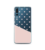 Çapraz Pembe Tasarımlı Süper Şeffaf Silikon Telefon Kılıfı Huawei P20 Pro  