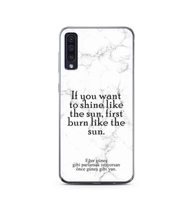 Samsung A50 Beyaz Mermer Söz Tasarımlı Telefon Kılıfı