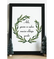 Aile Gücün Ve Aşkın Mucize Olduğu Yerdir Ahşap 24x33 cm Tasarım Çerçeve