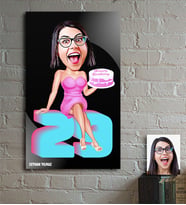 BK Gift Kişiye Özel Bayan Doğum Günü Karikatür Ahşap Tablo - 2
